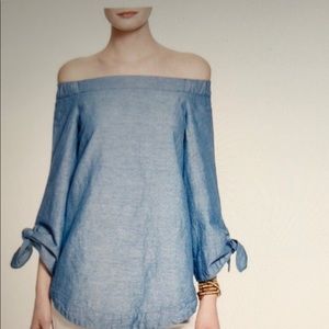 Free People off the shoulder lightweight denim top